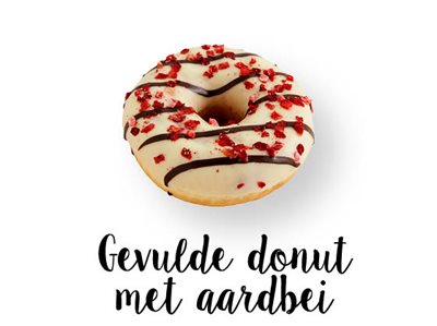 Gevulde donut aardbei
